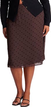 Estelle Sable Polka Dot Midi Skirt