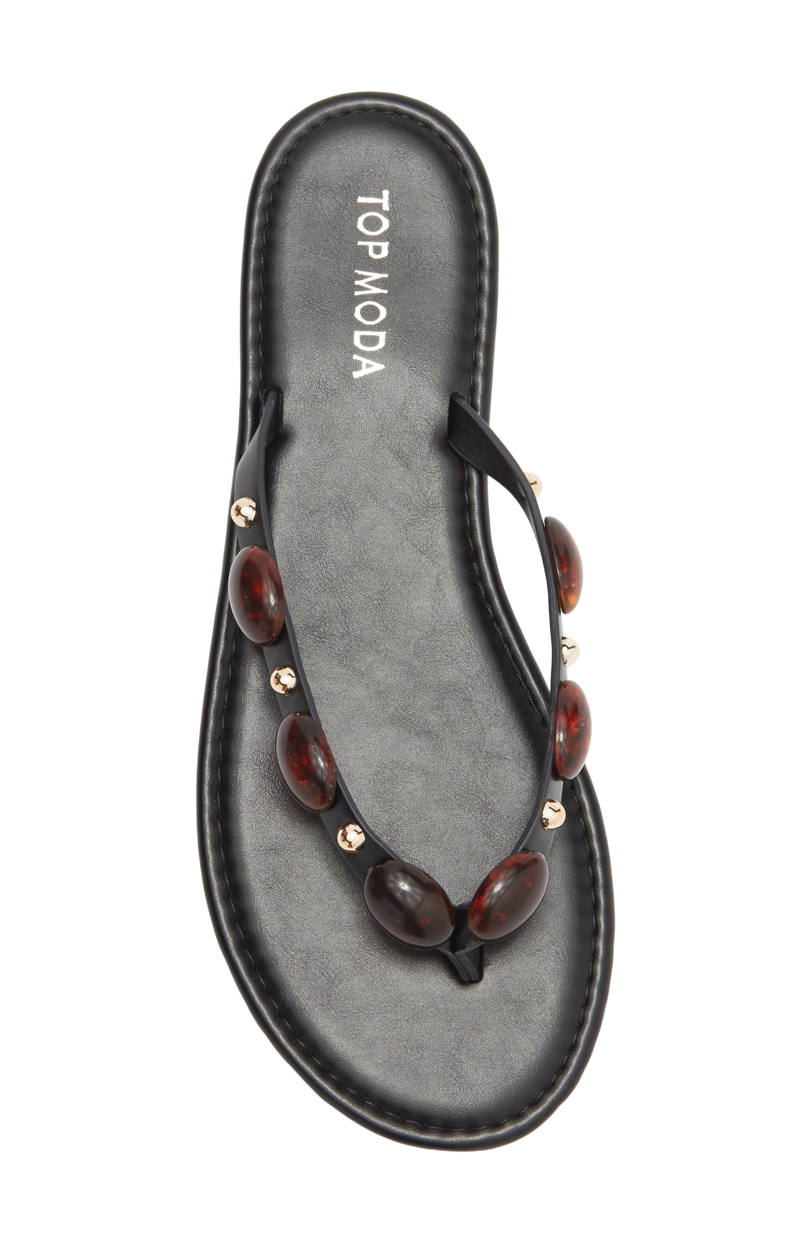 TOP MODA Aria Studded Flip Flop, Alternate, color, Black Pu