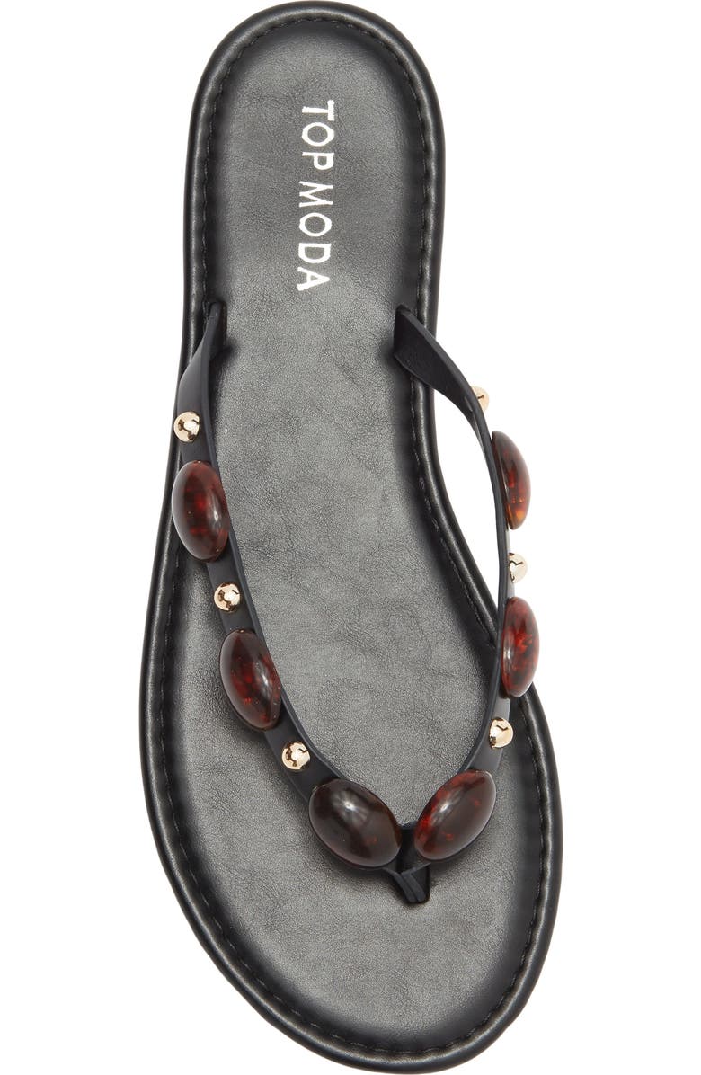 TOP MODA Aria Studded Flip Flop, Alternate, color, Black Pu