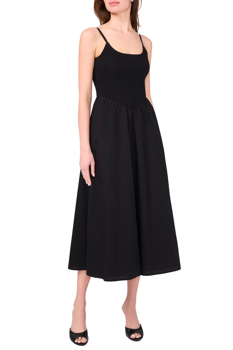 Smocked Cotton Maxi Sundress, Main, color, RICH BLACK 060