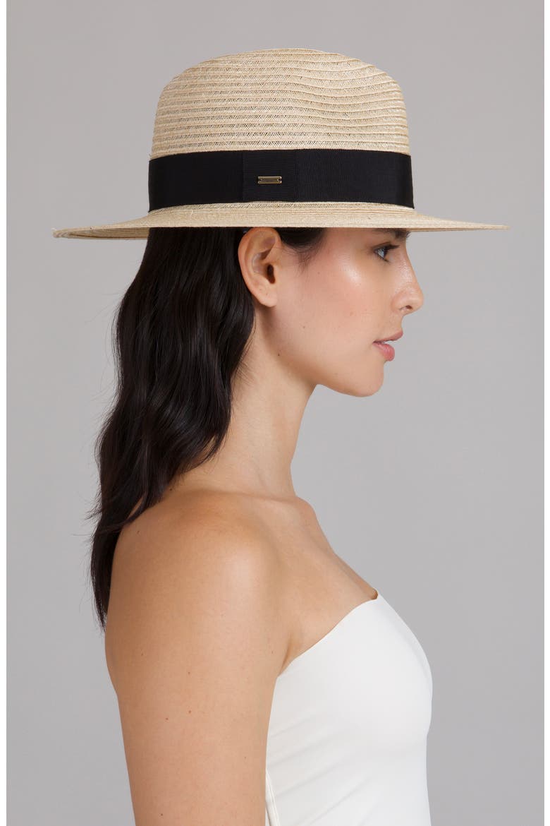 Courtney Packable Straw Fedora, Alternate, color, NATURAL