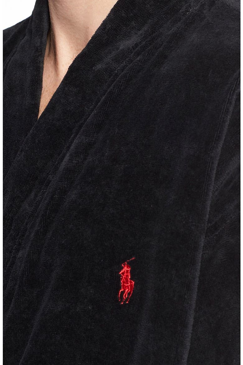 Cotton Fleece Robe, Alternate, color, POLO BLACK