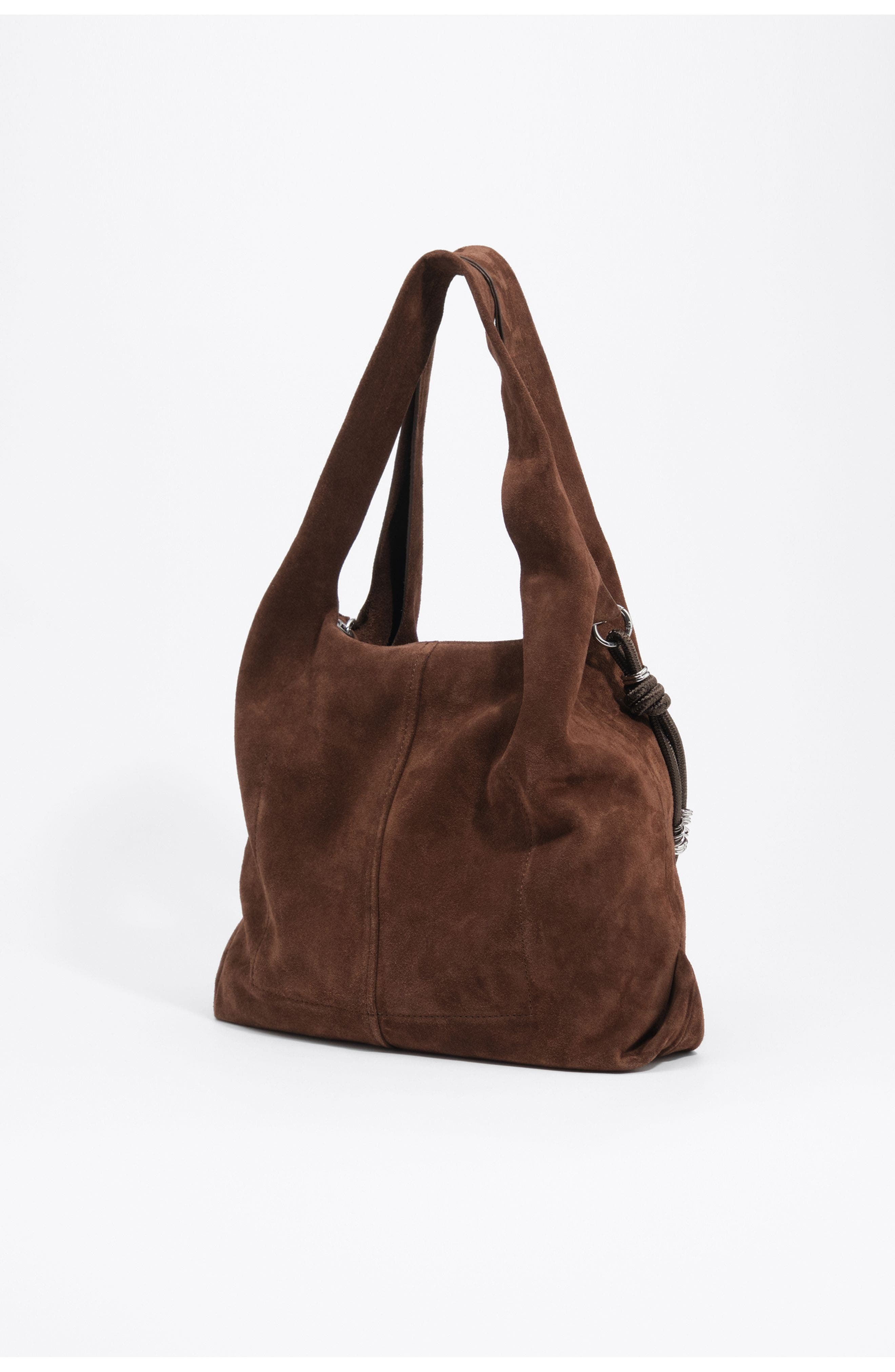 Large Suede Paper Bag, Alternate, color, COFFEE