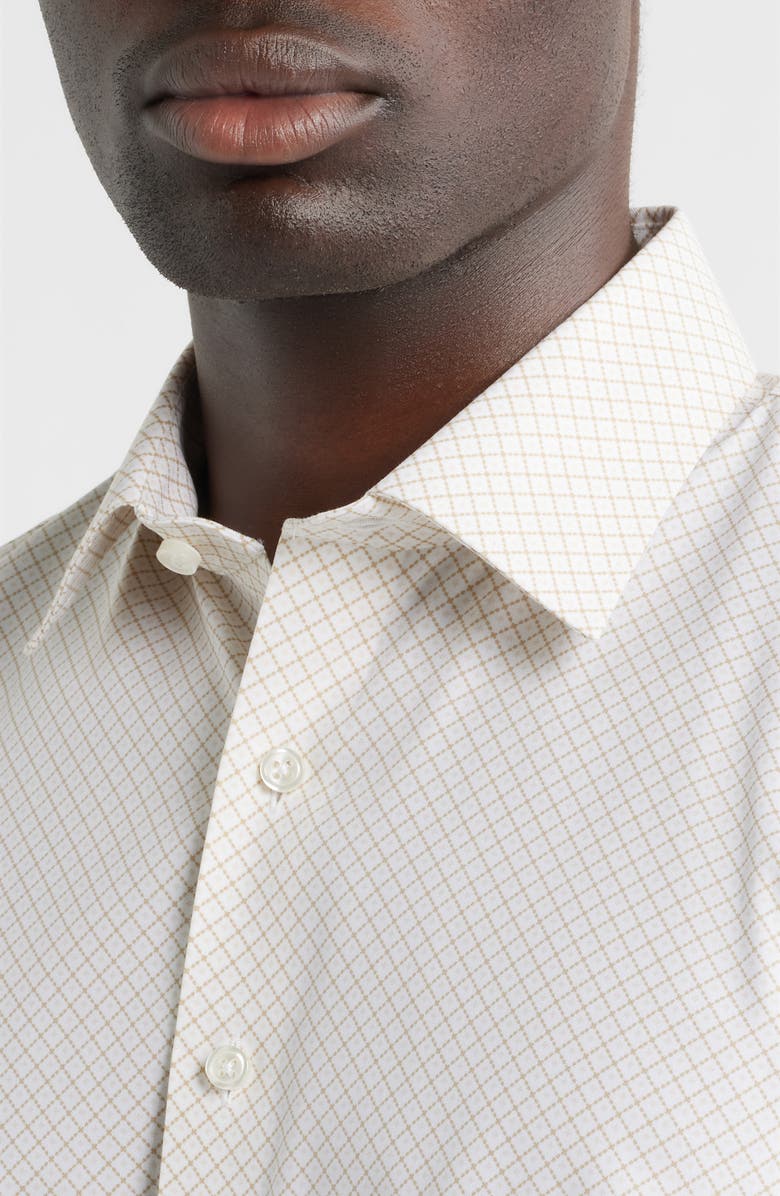Nordstrom Trim Fit Premium Performance Dress Shirt, Alternate, color, Tan Sedalia Geo