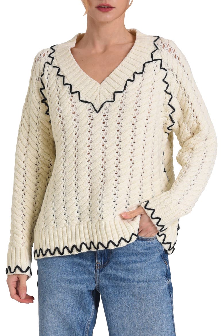 Aria Embroidered Sweater, Main, color, IVORY