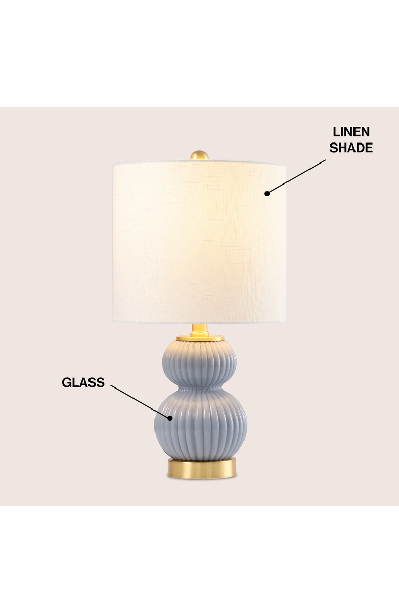 JONATHAN Y Daphne Ribbed Metal/Glass LED Table Lamp, Alternate, color, Gray