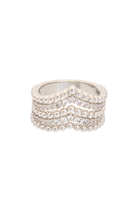Cubic Zirconia Chevron Ring