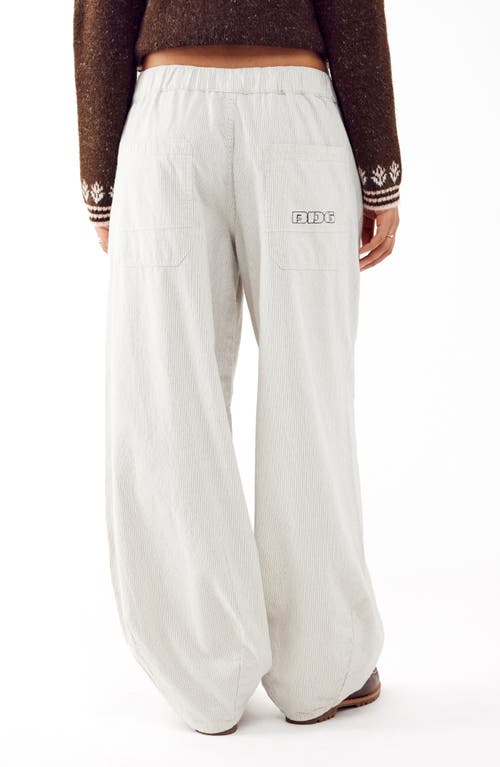 Bdg Urban Outfitters Carter Pinstripe Pull-on Low Rise Baggy Pants In Ecru