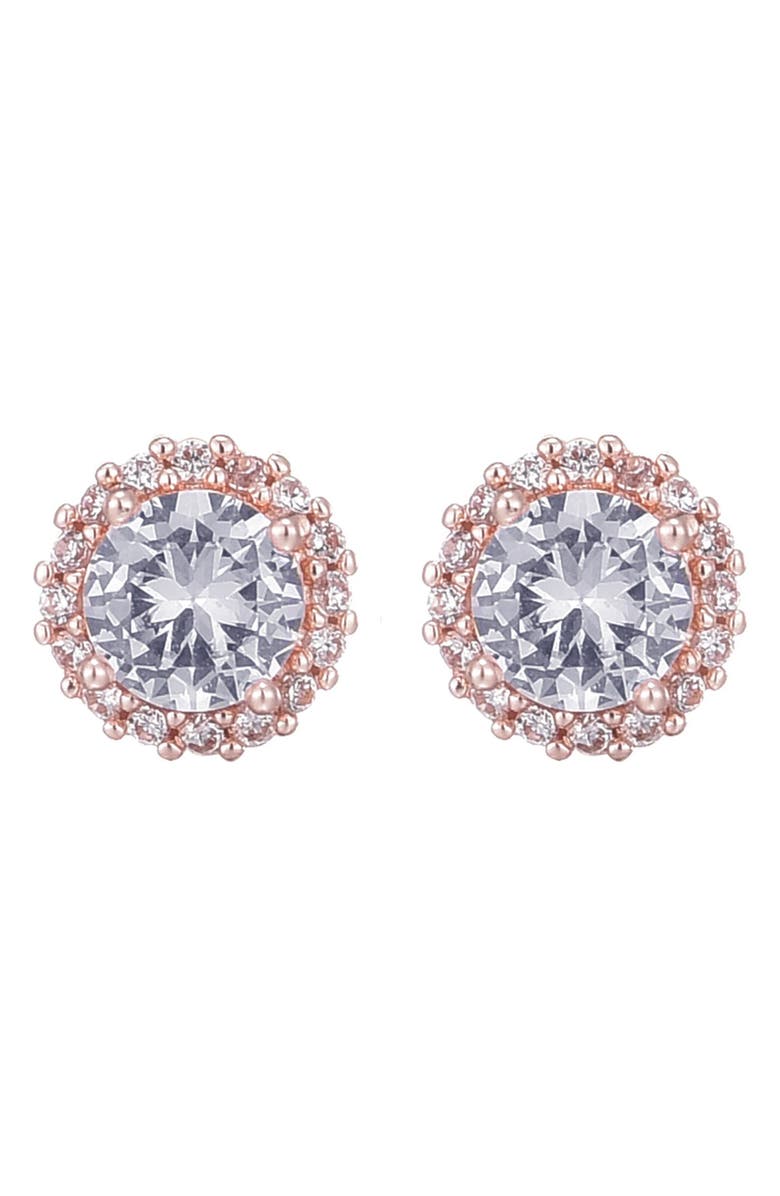 Adornia Cubic Zirconia Halo Stud Earrings, Main, color, Pink