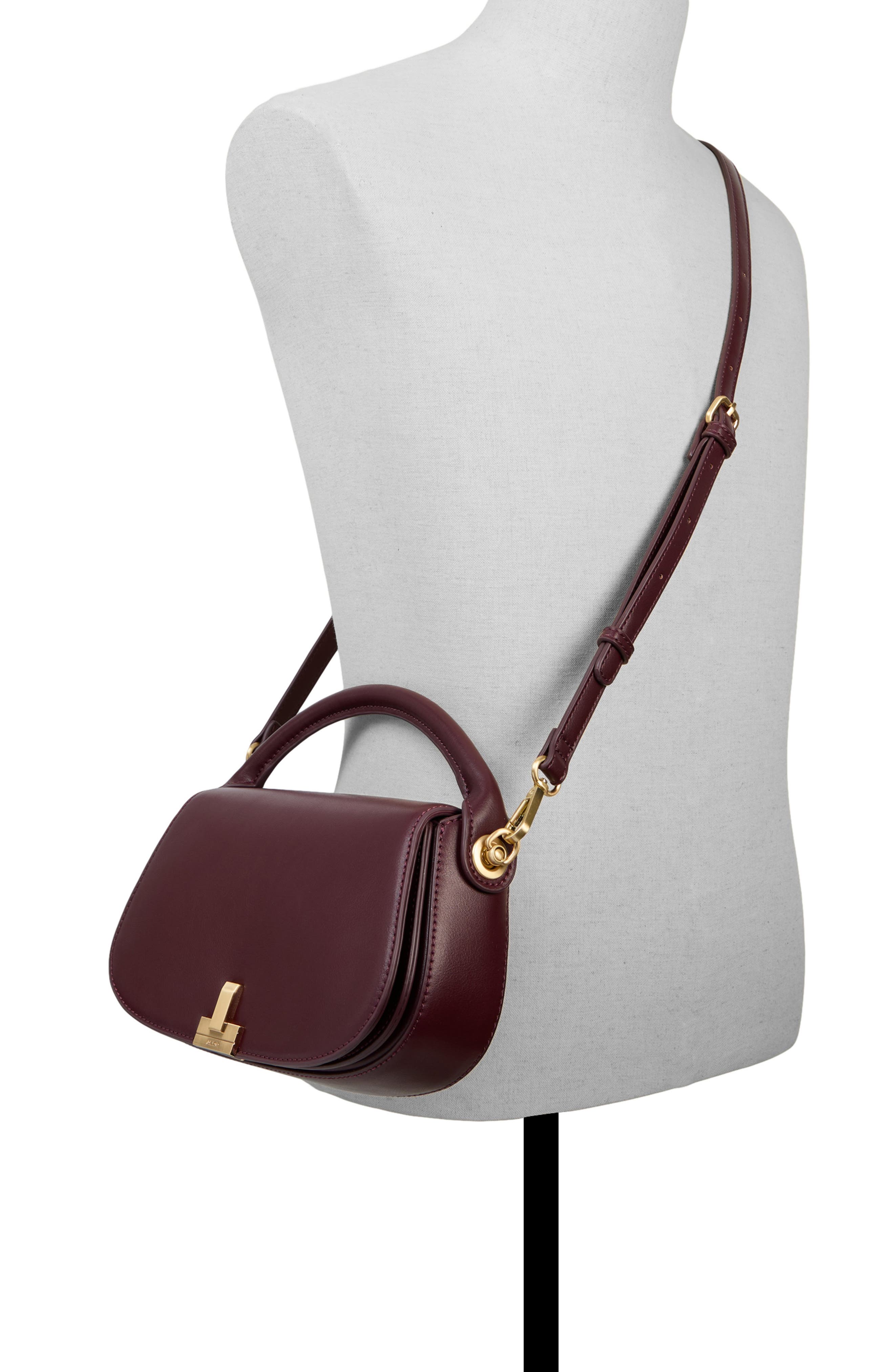 ALDO Willamae Faux Leather Top Handle Bag, Alternate, color, Dark Plum