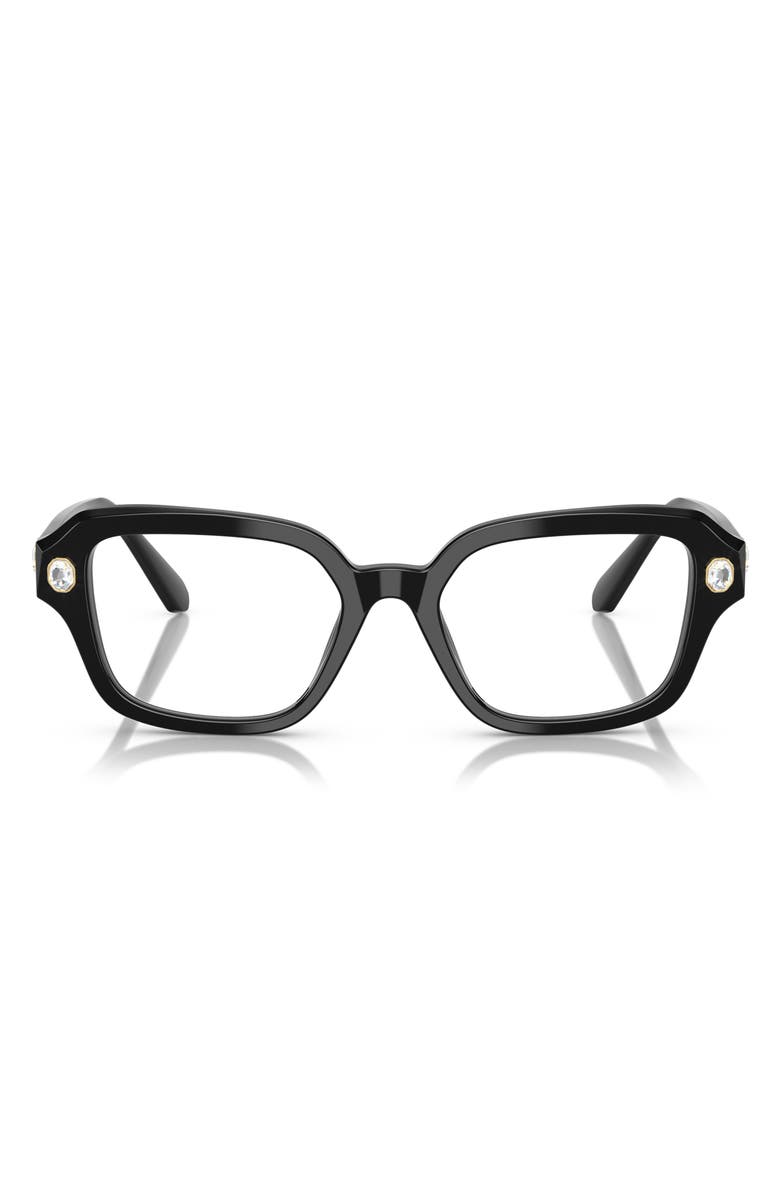 Swarovski 52mm Pillow Optical Glasses, Main, color, Black