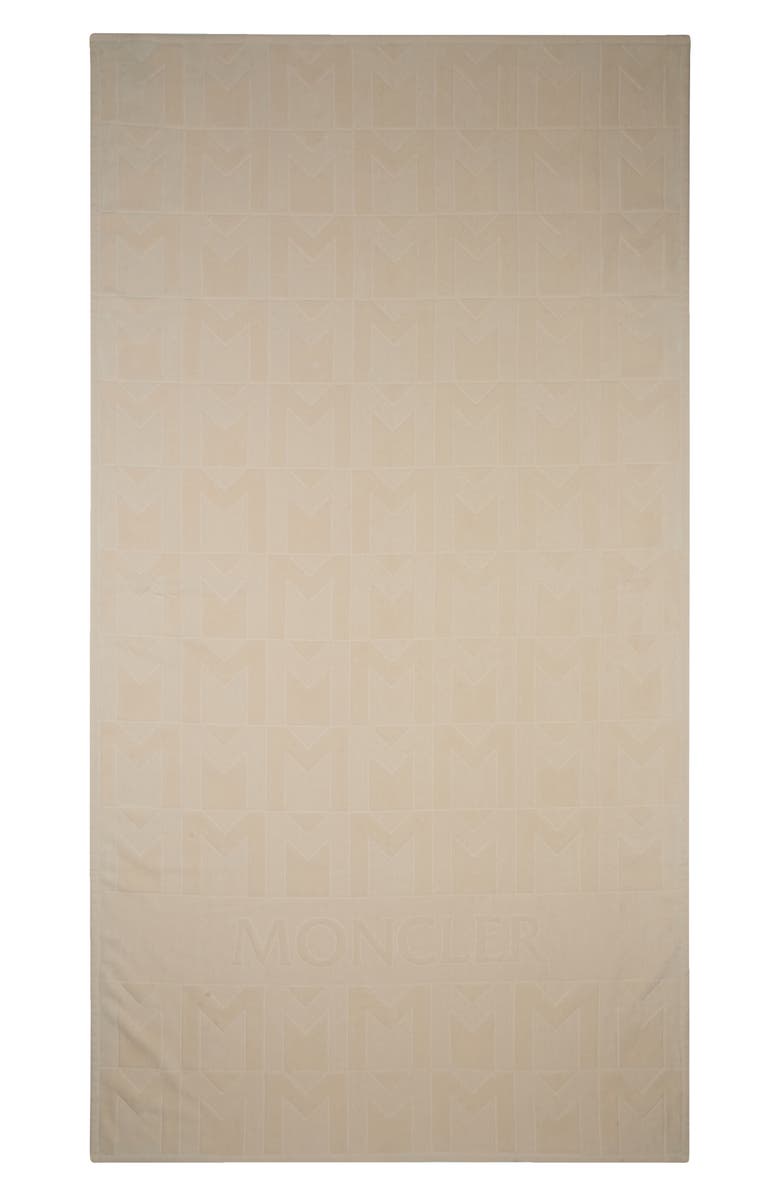 Moncler Monogram Jacquard Cotton Beach Towel, Alternate, color,