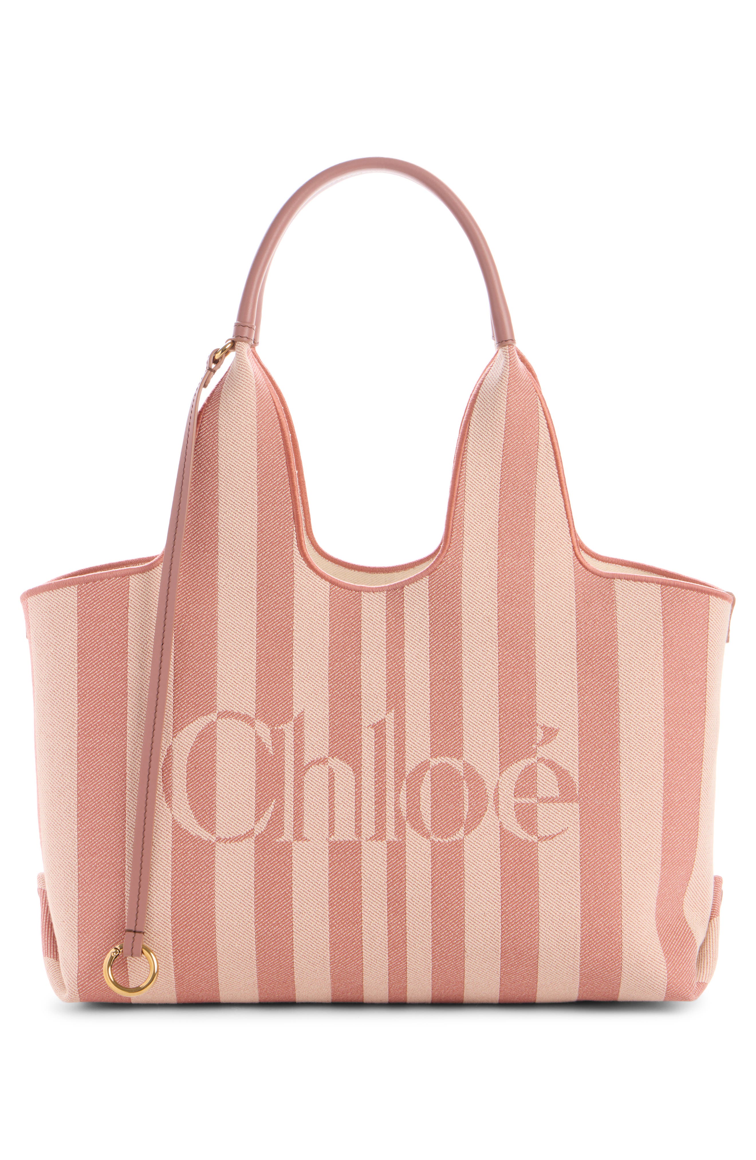 Stripy Logo Jacquard Tote, Alternate, color, NOUGAT