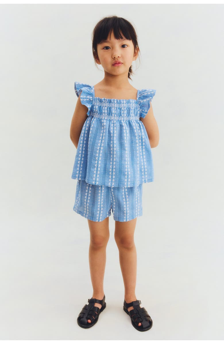 H&M 2-piece Embroidery-detail Cotton Set, Alternate, color, Light Blue