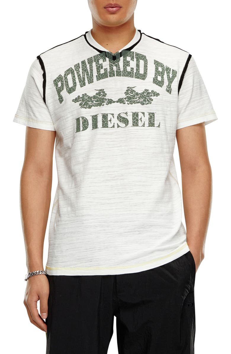 DIESEL<sup>®</sup> Raw Edge Cotton Graphic T-Shirt, Main, color, 