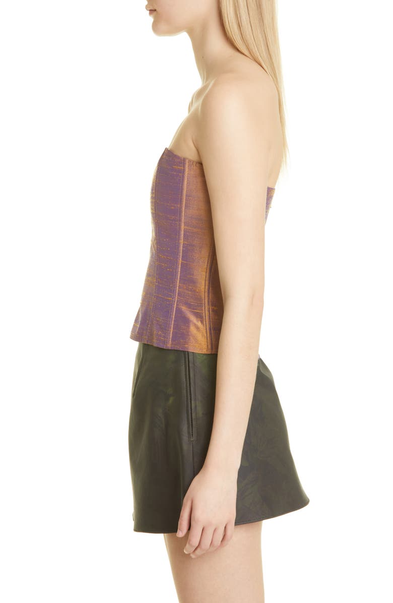 Puppets and Puppets Slubbed Silk Strapless Corset Top, Alternate, color, 