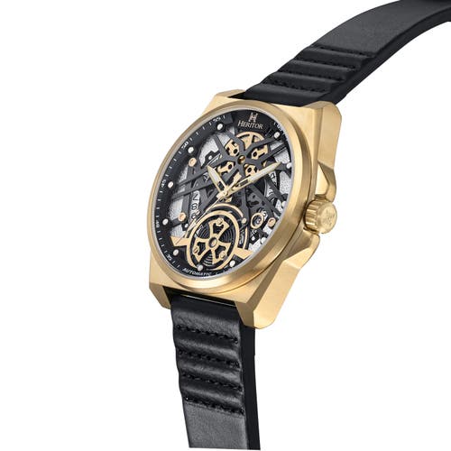Heritor Automatic Romero Leather-band Watch In Black