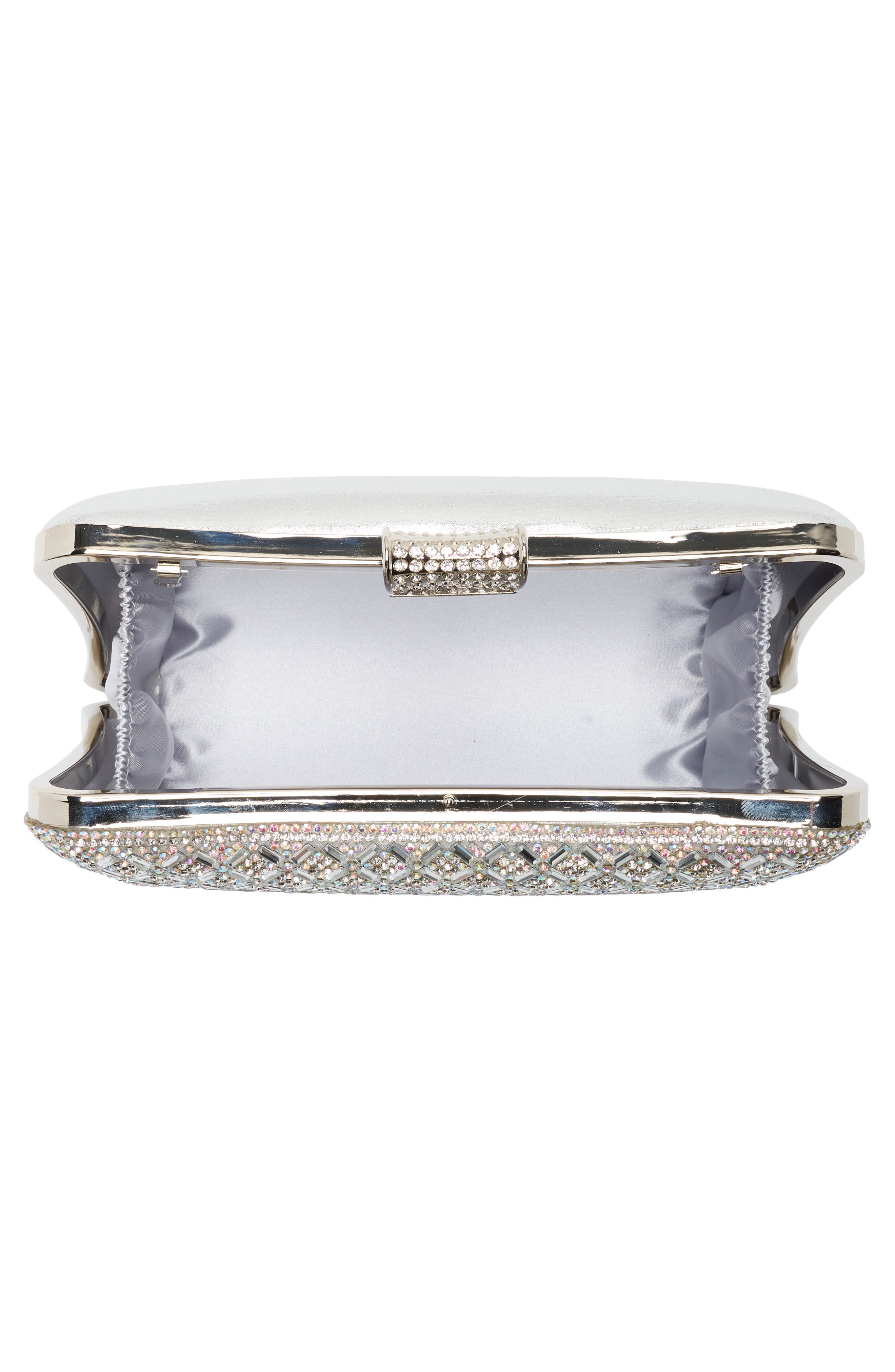 ALESSIA BIANCHI Rhinestone Embellished Metallic Clutch, Alternate, color, Platinum