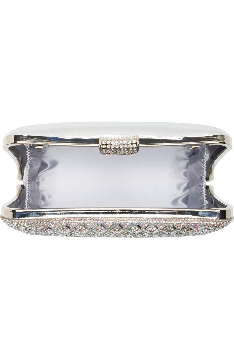 ALESSIA BIANCHI Rhinestone Embellished Metallic Clutch, Alternate, color, Platinum
