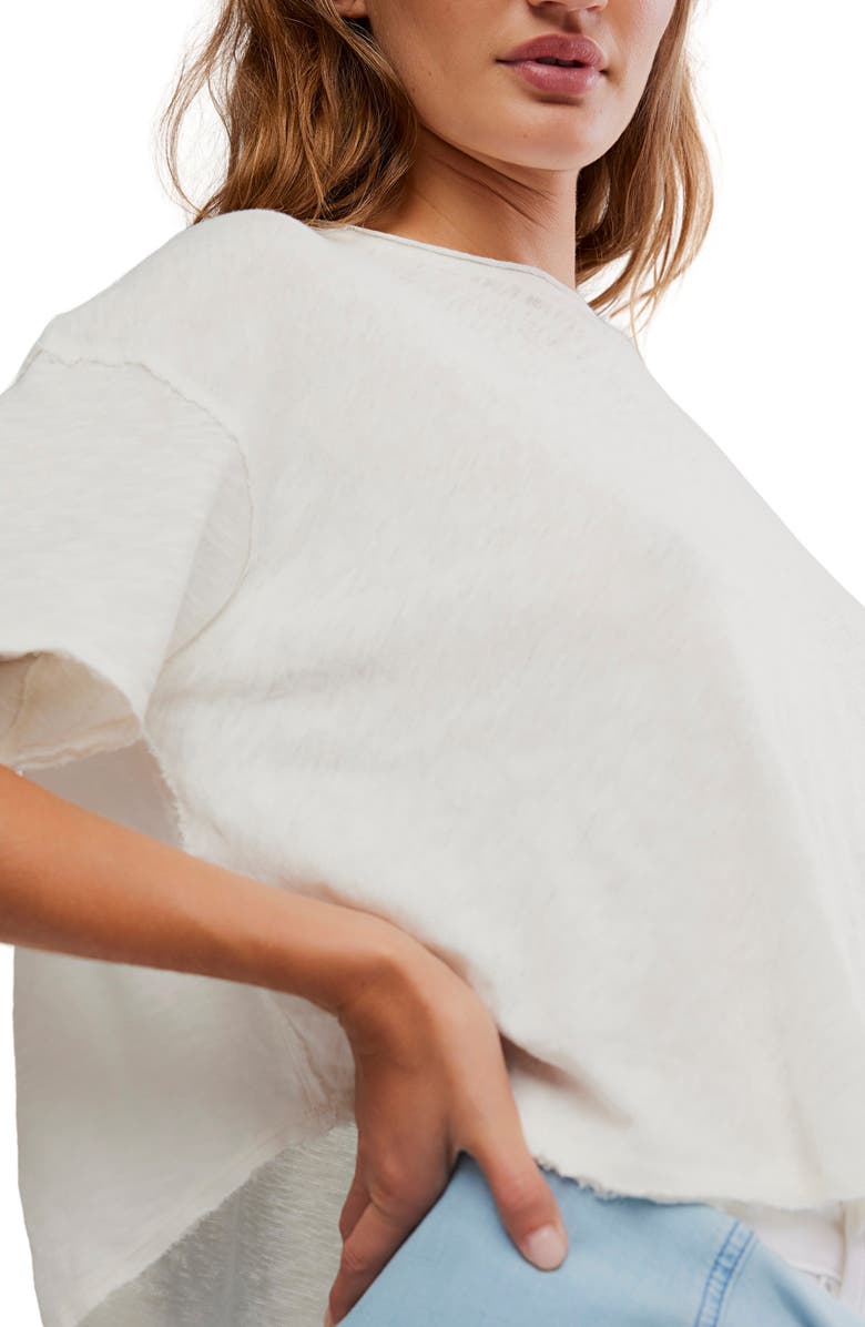 Free People Elsie Linen & Cotton Slub Jersey Swing T-Shirt, Alternate, color, Whisper White