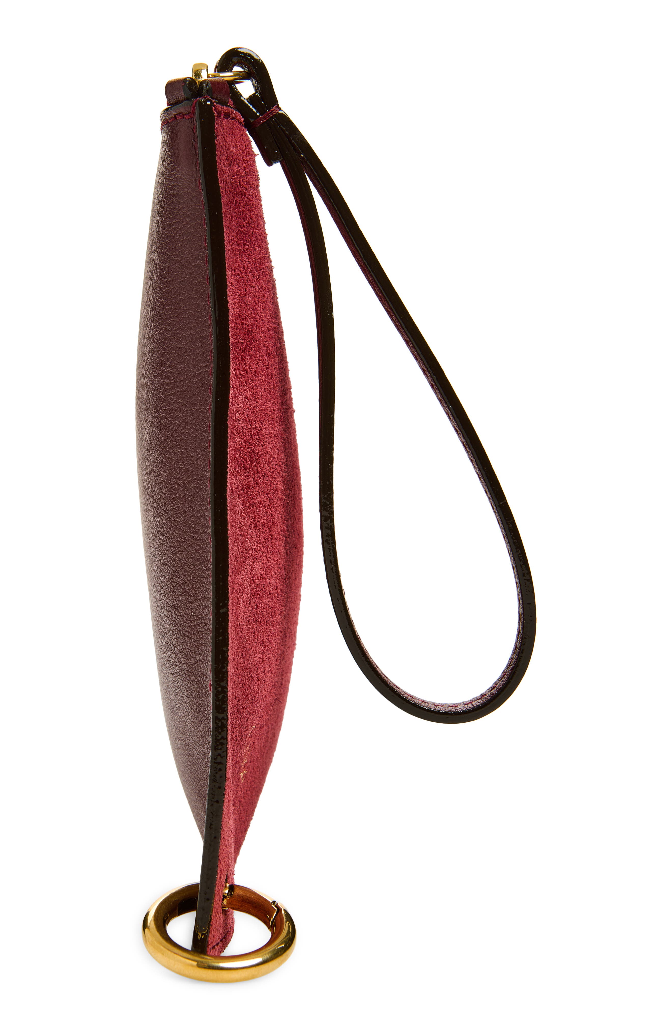 Spin Suede & Leather Zip Pouch, Alternate, color, BURNT RED