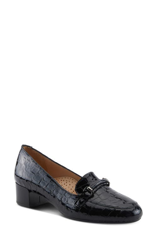 Spring Step Enda Croc Embossed Heel Loafer In Black
