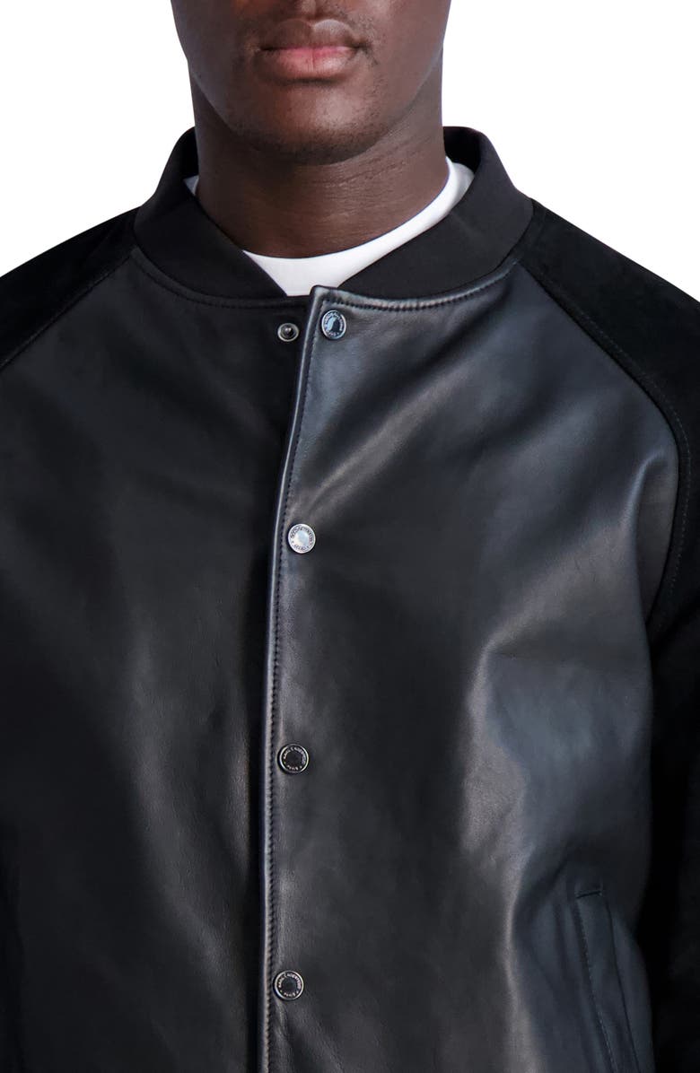 KARL LAGERFELD PARIS Leather & Suede Bomber Jacket, Alternate, color, 