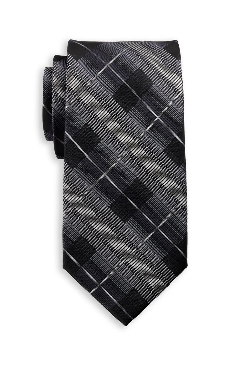 Big & Tall Futuristic Plaid Tie, Main, color, BLACK