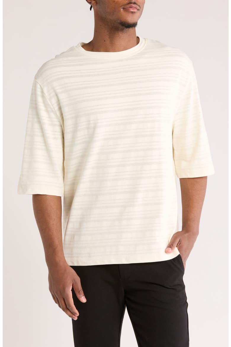 Textured Stripe Relaxed T-Shirt, Main, color, CREAM