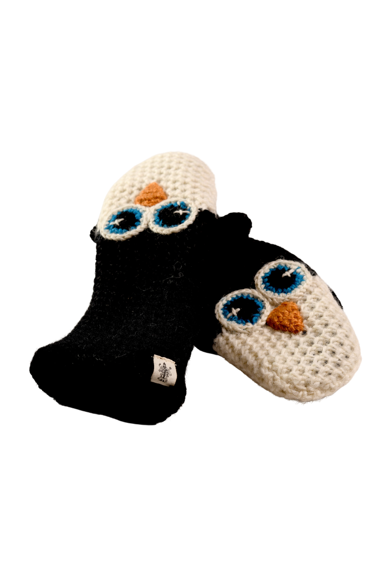 Crochet Penguin Mittens, Alternate, color, White
