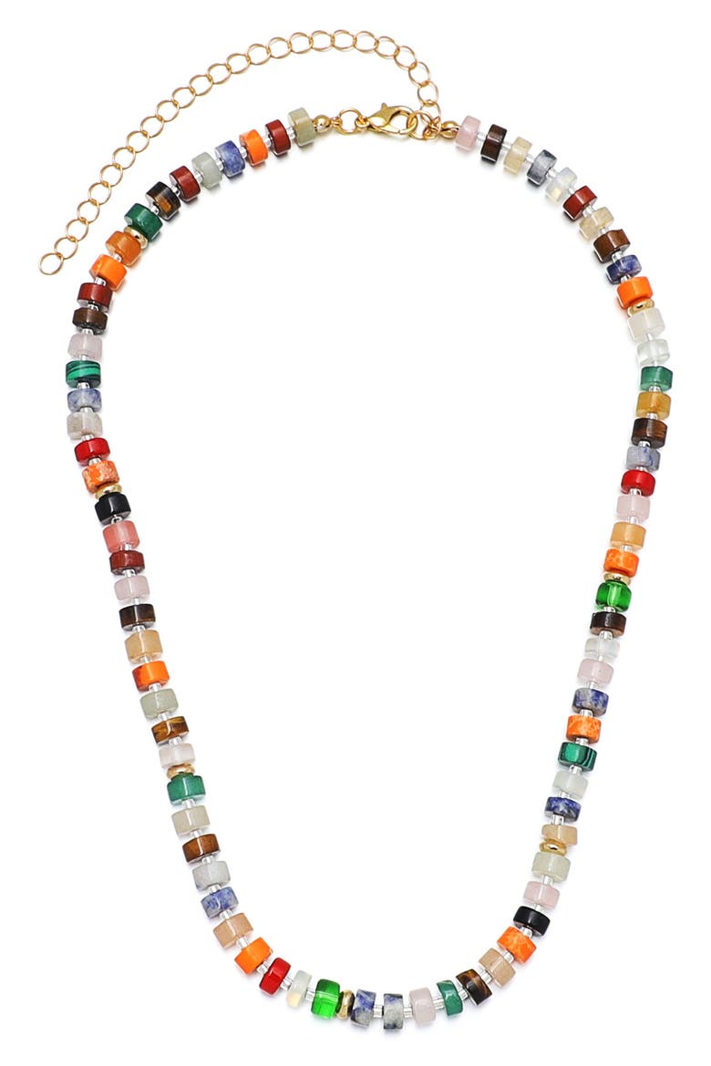 Rainbow Bead Tennis Necklace, Main, color, MULTI