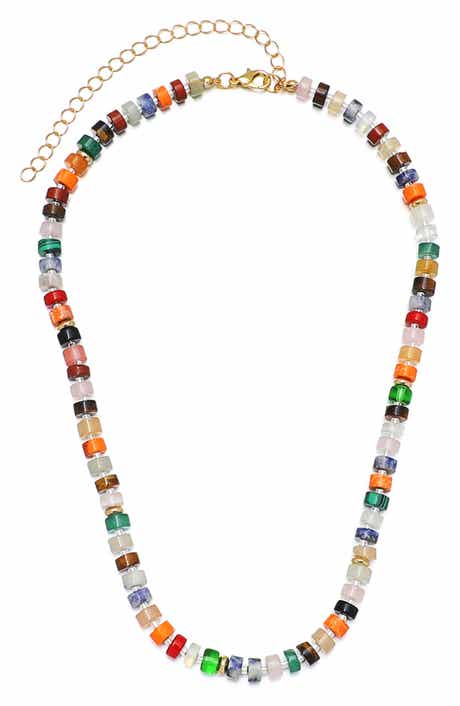 Adornia Rainbow Bead Tennis Necklace
