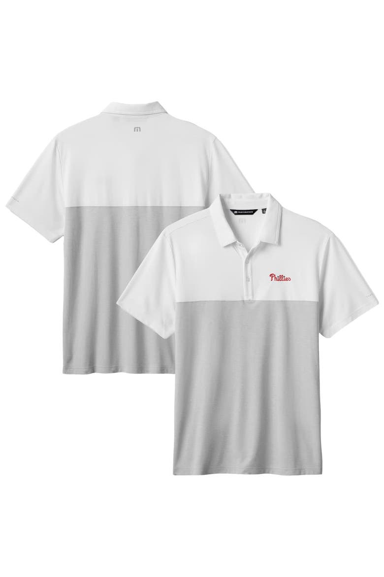 Men's TravisMathew White/Gray Philadelphia Phillies Home Run Leader Tri-Blend Polo, Alternate, color, White