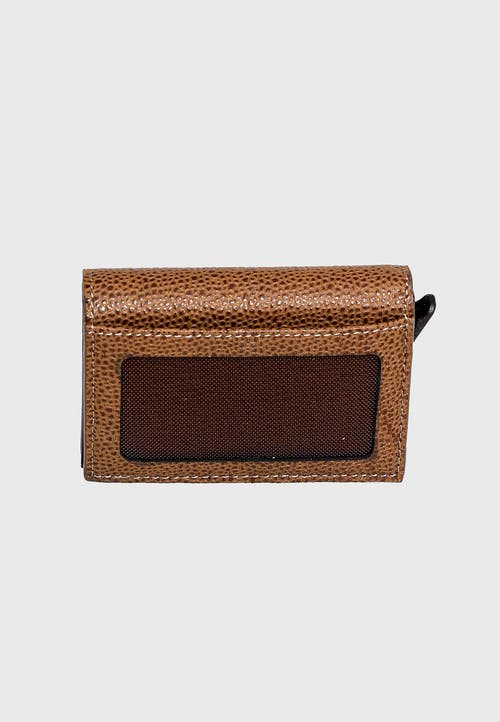Furniq Uk Genuine Leather Caviar Pattern Trifold Card Holder In Brown