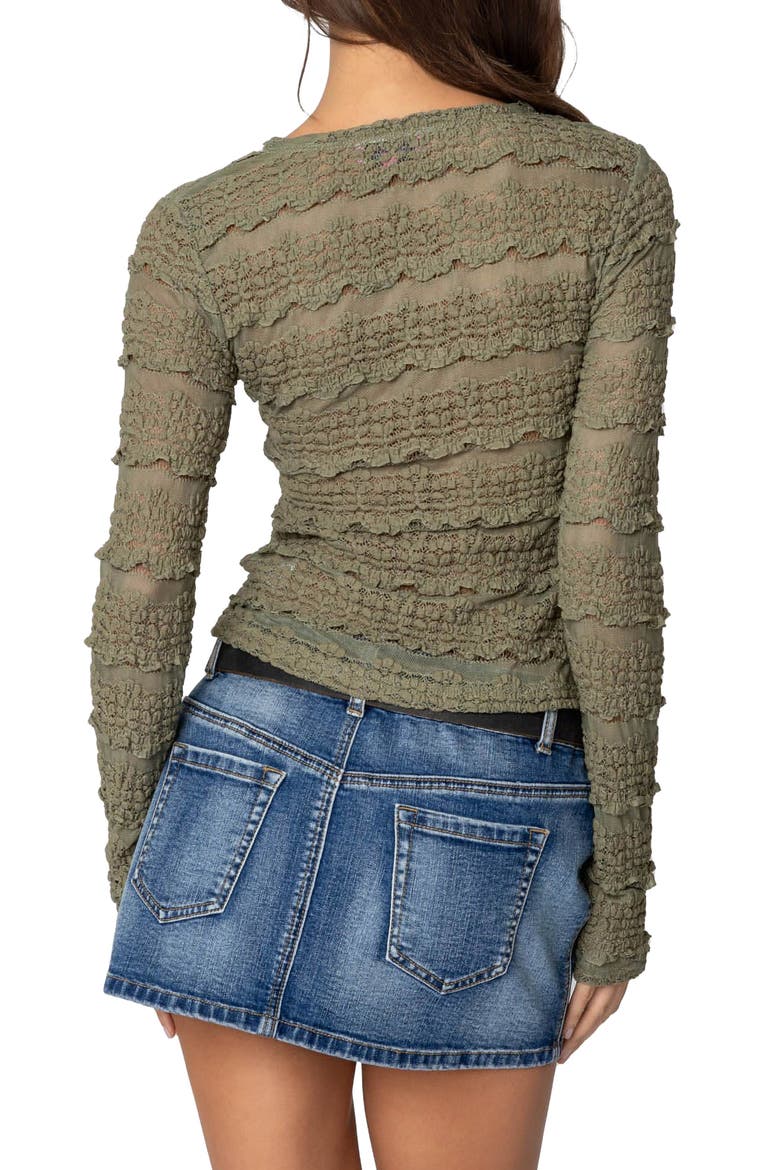 Daisey Textured Sheer Lace Top, Alternate, color, OLIVE