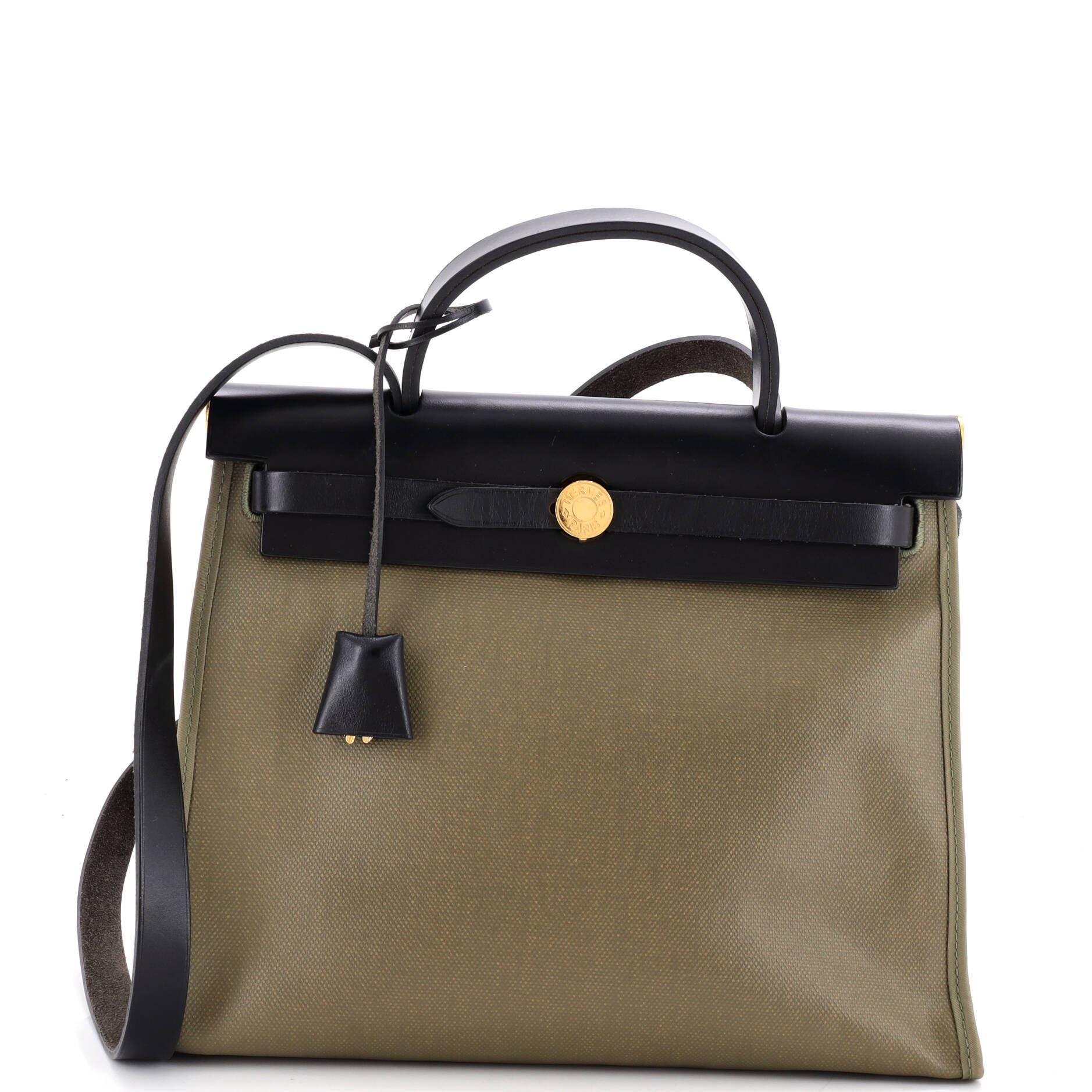 Herbag Zip Berline Vache Canvas and Leather 31, Main, color, Green