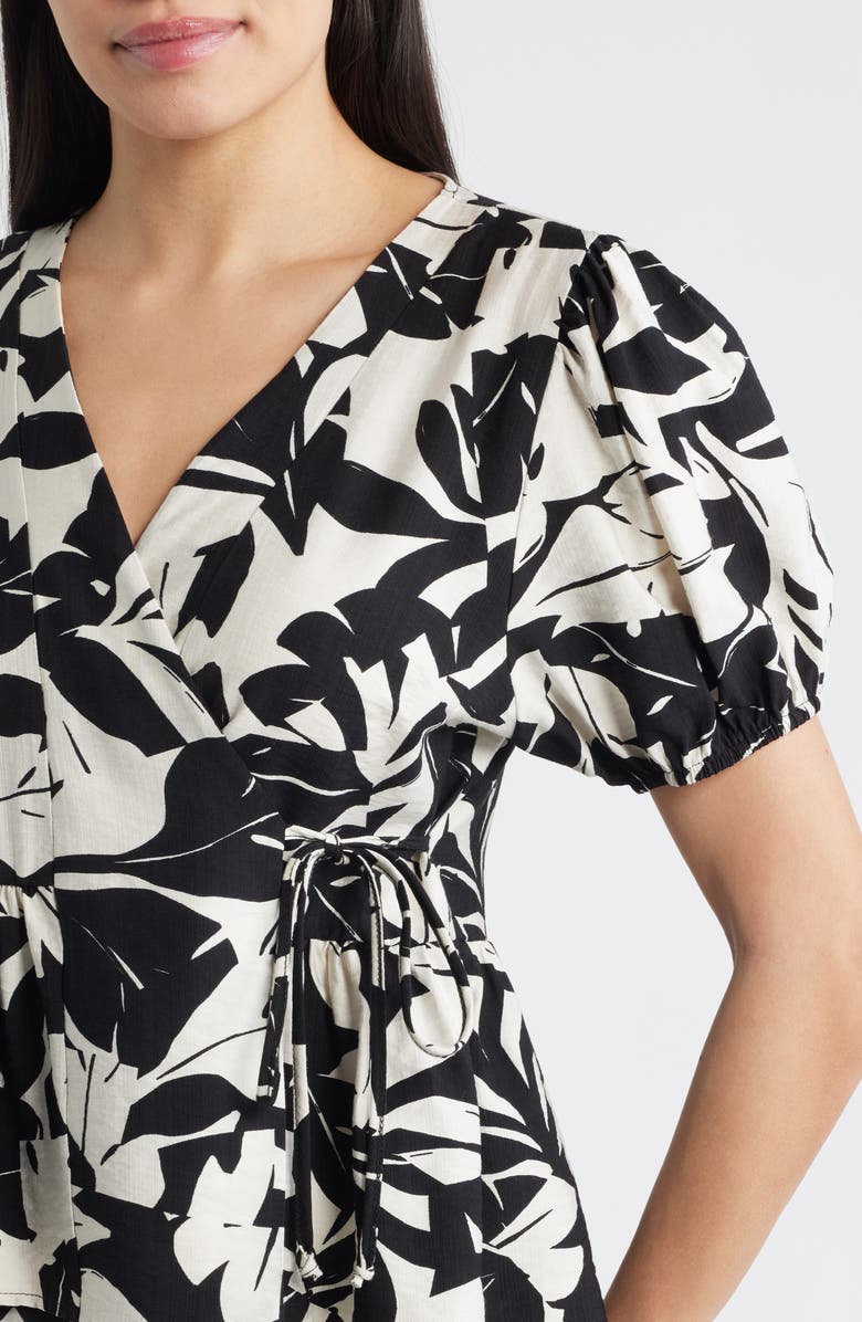 Loveappella Abstract Leaf Print Wrap Top, Alternate, color, 