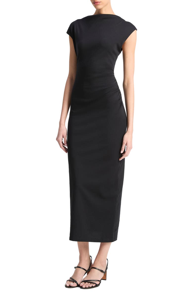 Vince Cowl Neck Pima Cotton Midi Dress, Alternate, color, Coastal