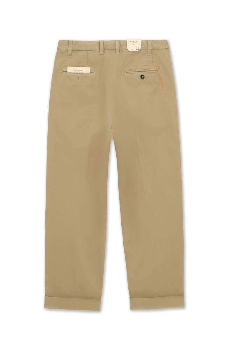 Fortela Seattle Herringbone Cotton Pleated Trousers, Alternate, color, Camel