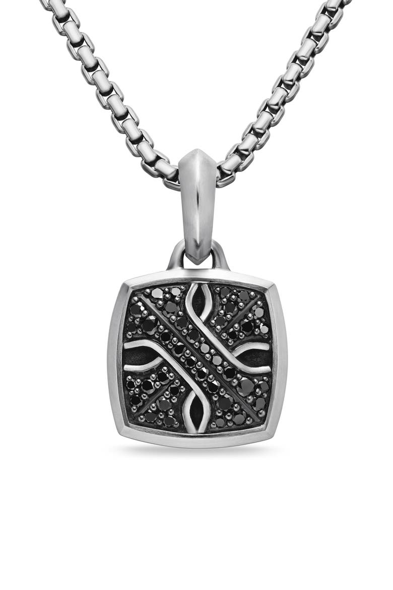 Armory® Amulet with Pavé Black Diamonds, Main, color, STERLING SILVER