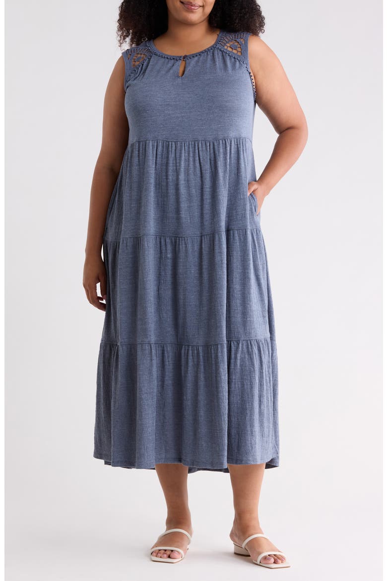 Keyhole Sleeveless Maxi Dress, Main, color, DENIM
