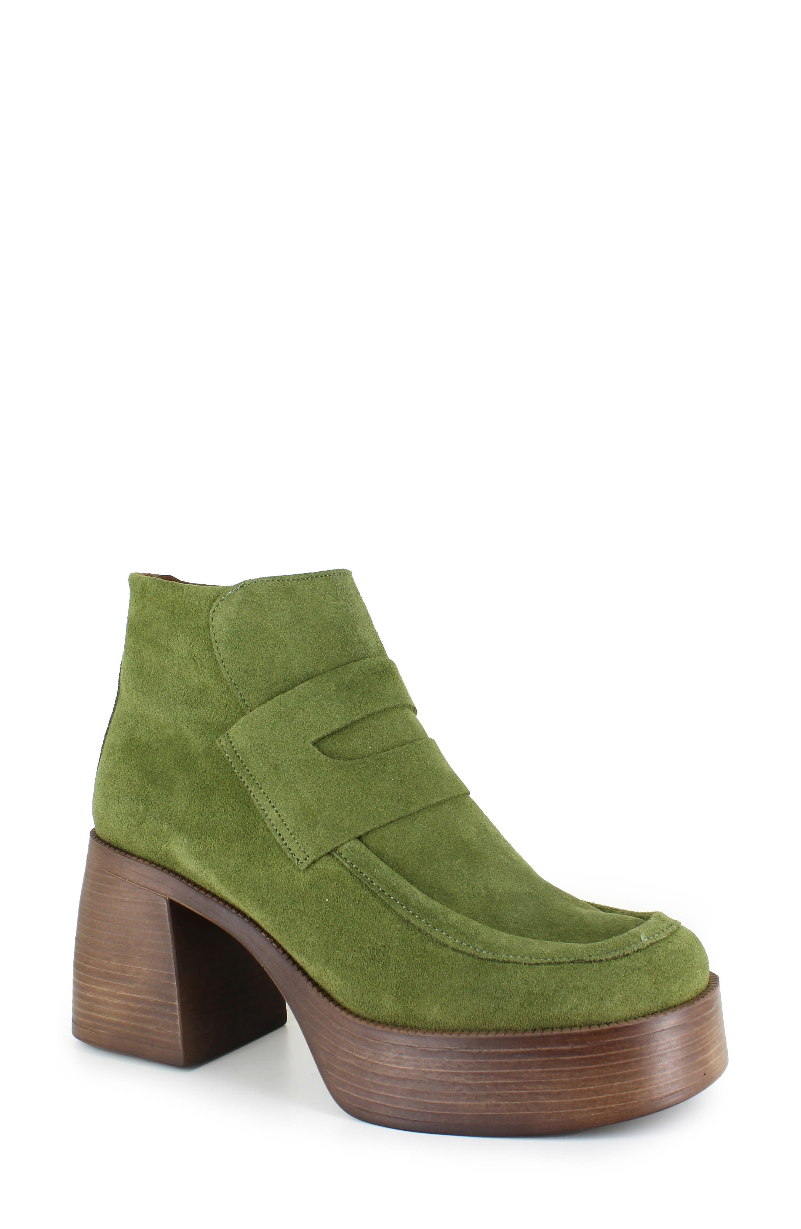 ZIGI Bertina Water Resistant Platform Bootie in Olive Suede 