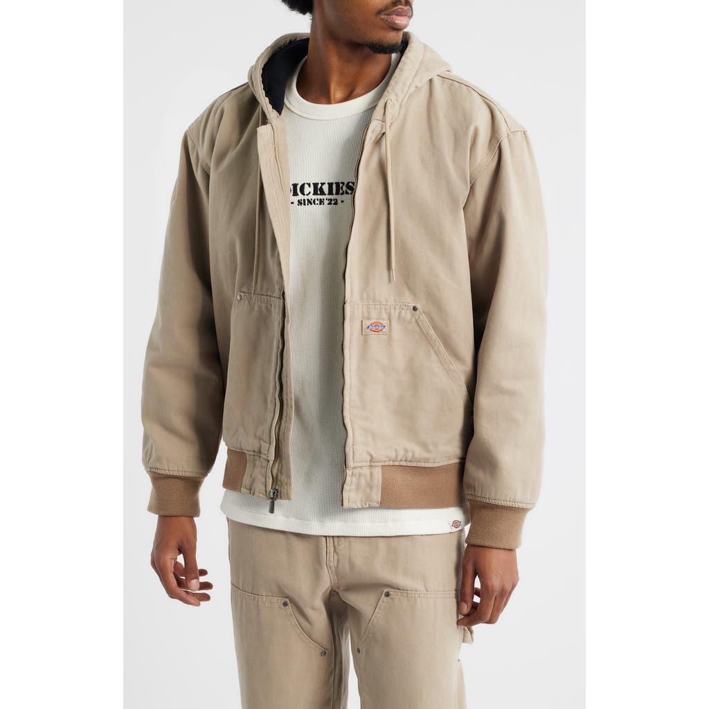 Dickies Hilham Hooded Canvas Jacket In Nude