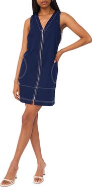 Halogen® Sleeveless Zip Through A-Line Minidress