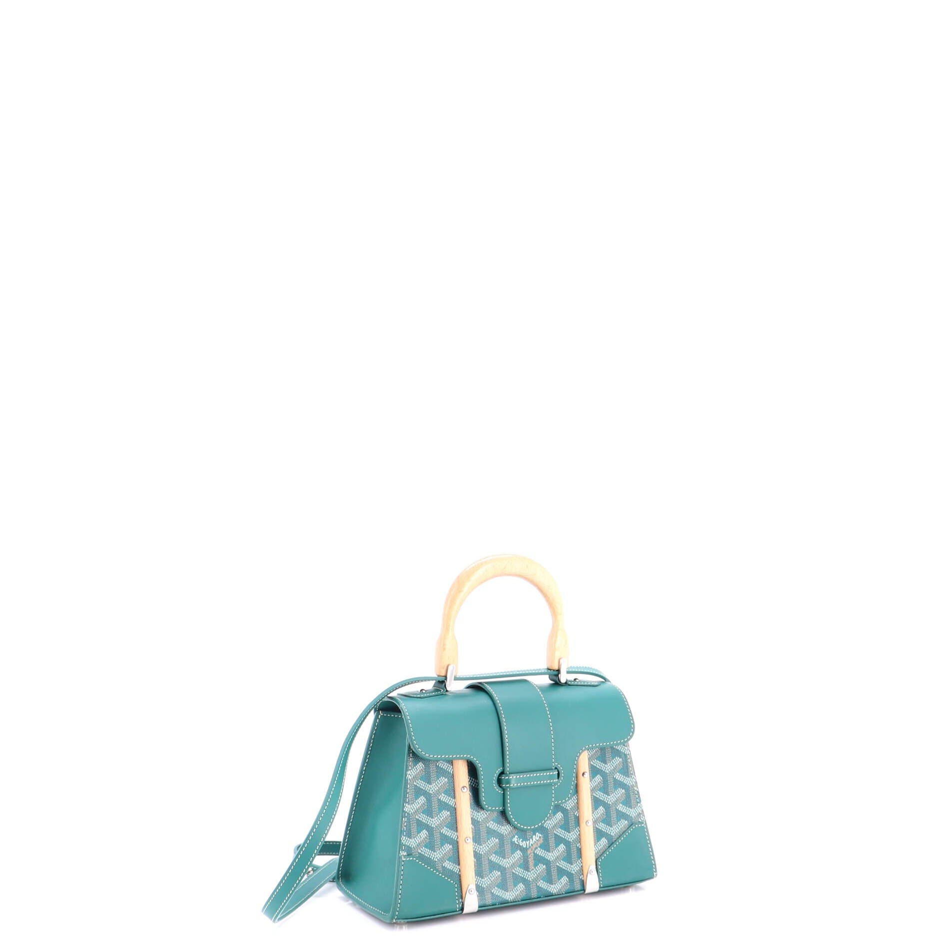 Structured Saigon Top Handle Bag Coated Canvas with Leather Mini, Alternate, color, Green