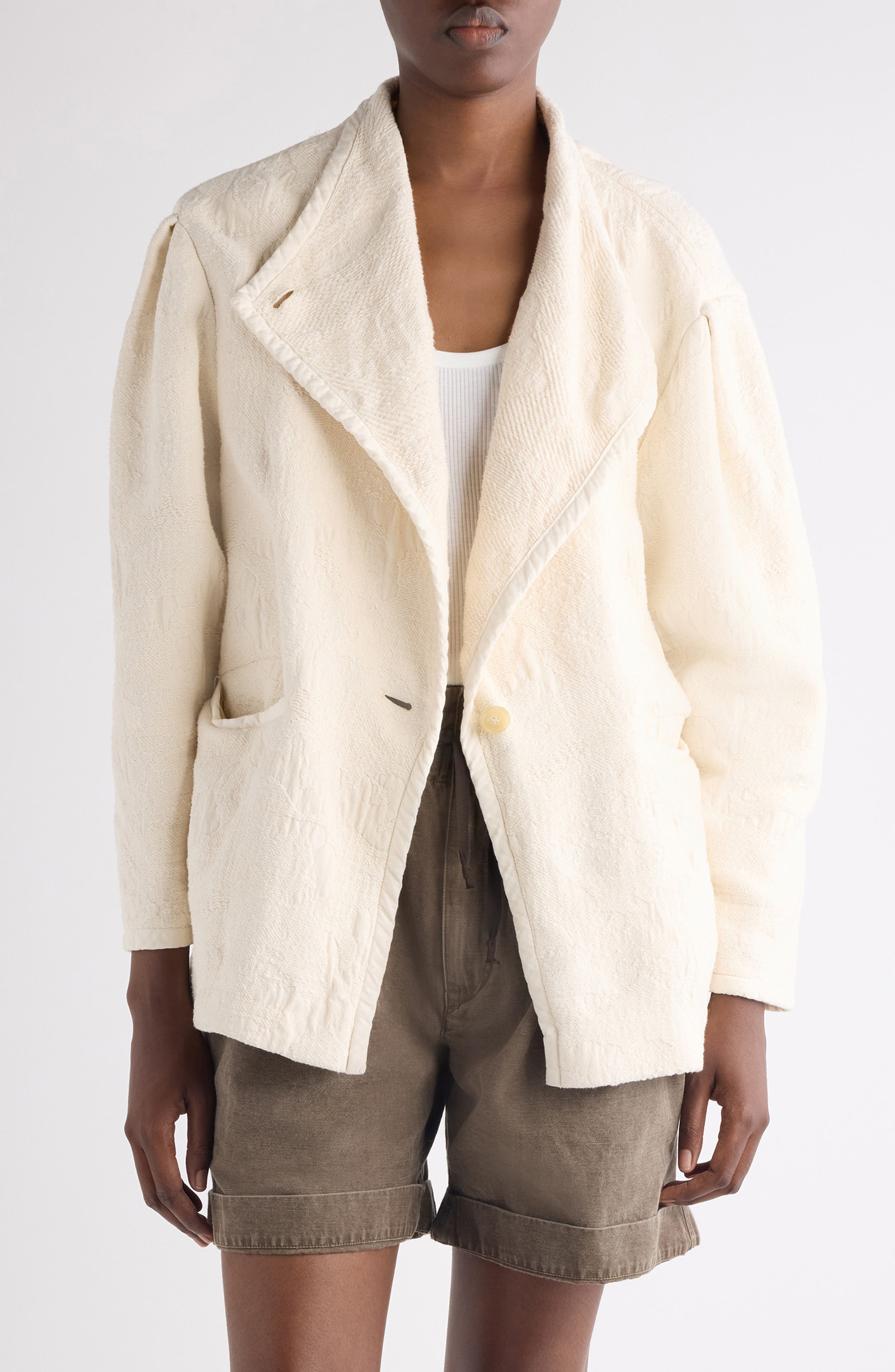 ISABEL MARANT アイボリー コットンテーラードジャケット Isabel Marant Étoile Uadie Cotton Jacquard Jacket (Women) | Nordstrom
