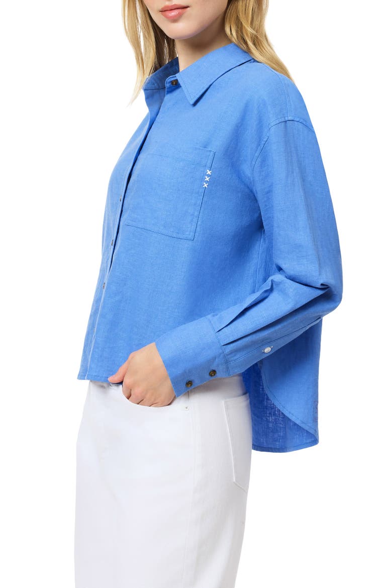Linen Blend Crop Button-Up Shirt, Alternate, color, REGATTA