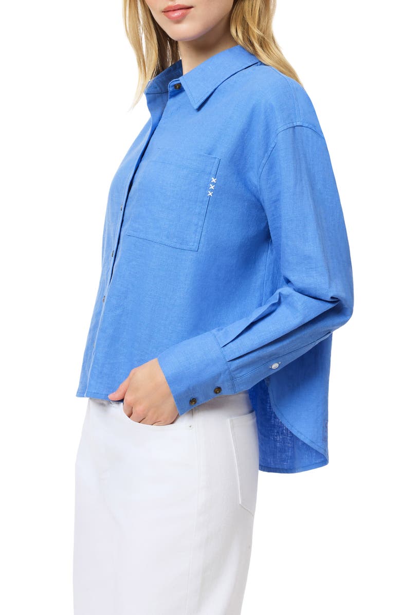 Scotch & Soda Linen Blend Crop Button-Up Shirt, Alternate, color,