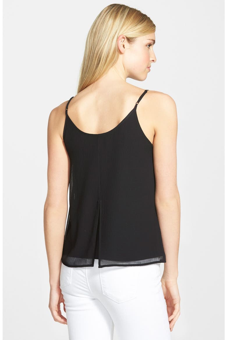 Crinkled Split Back Top, Alternate, color, BLACK