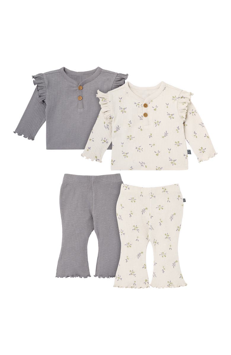 Modern Moments<sup>™</sup> by Gerber Henley Ruffle Tops with Pants Set, Main, color, Gray